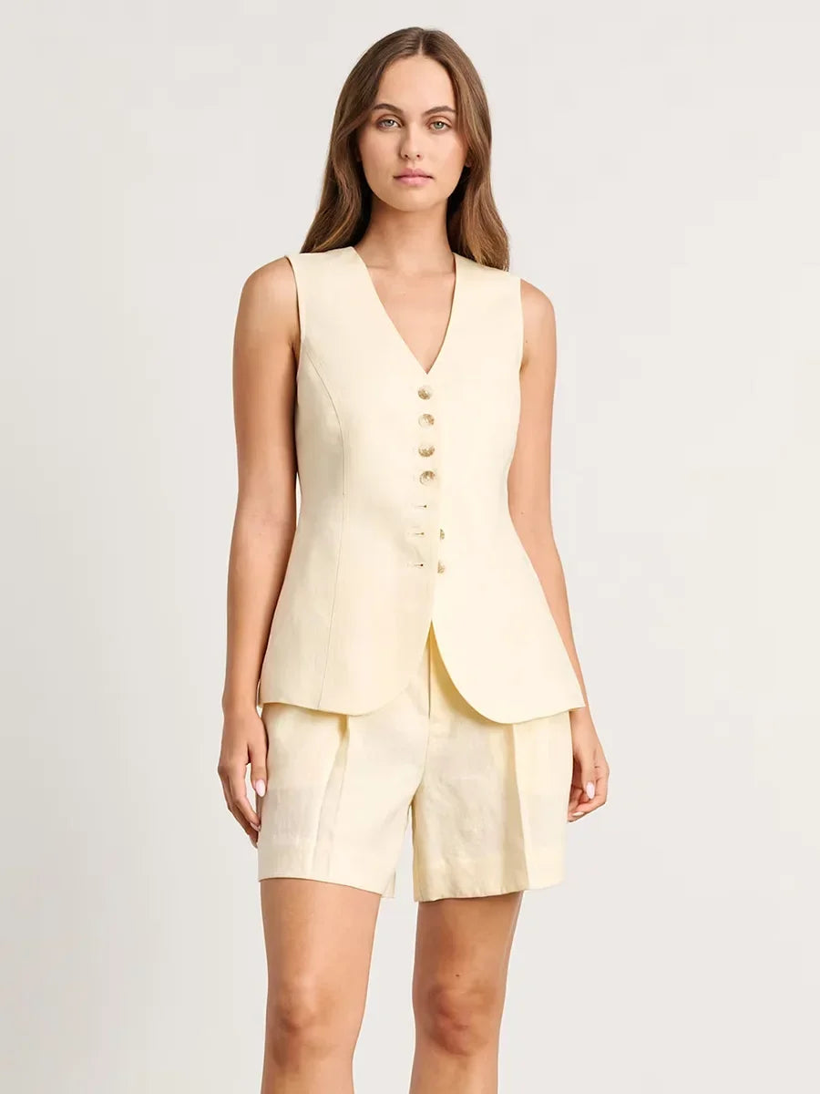 Women’s Cotton Linen Set | Casual Commuter Summer Two-Piece Outfit