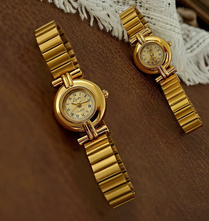 Women’s French Retro Small Dial Quartz Watch | Roman Scale | Waterproof | Elegant