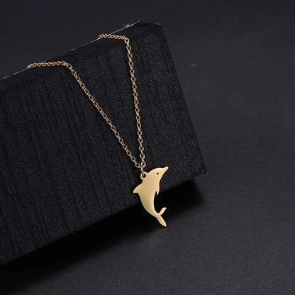 Women’s Dolphin Pendant Necklace – Stainless Steel Choker Jewelry