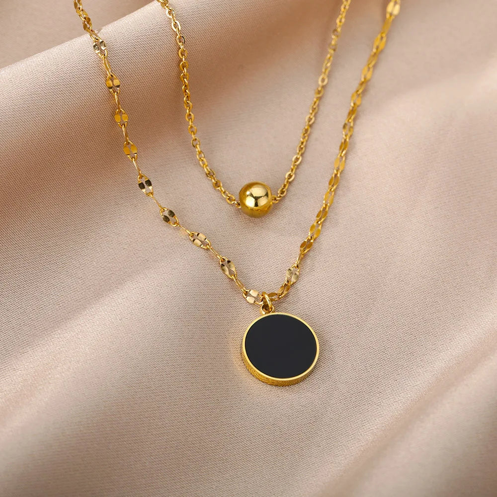Women’s Jewelry Hollow Oval Pendant Necklace | Geometric | Gold Tone | Party