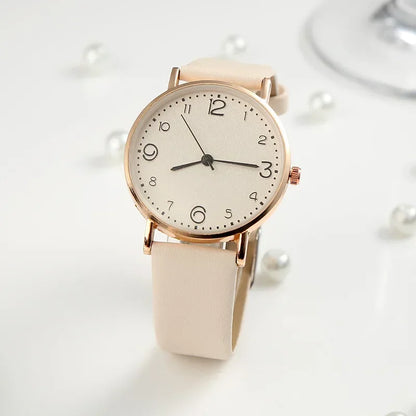 Women’s Arabic Numbers Quartz Watch | Casual | Leather Band | Analog