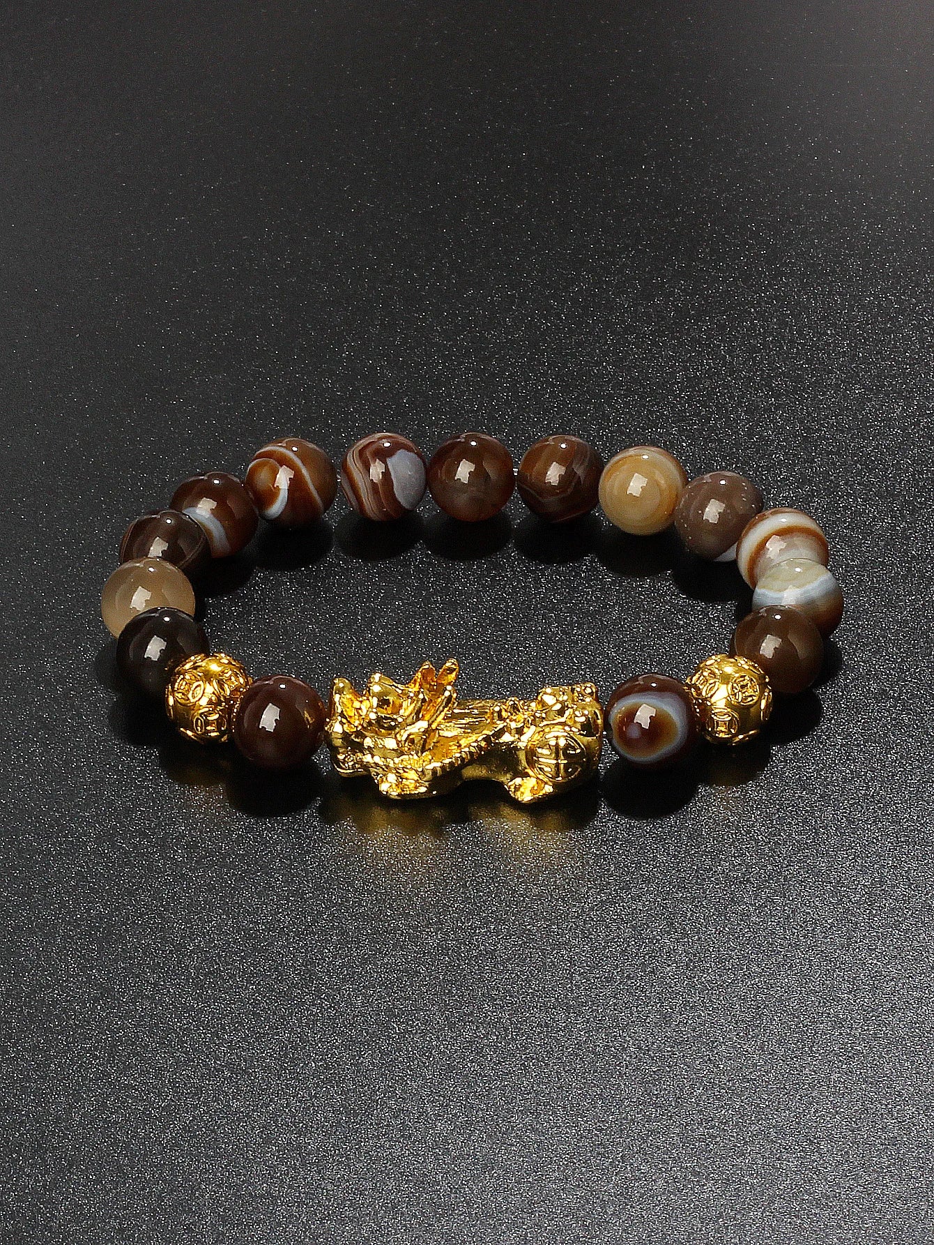 Men’s Black Obsidian Bead Bracelet – Spiritual Protection & Wealth Energy Healing Jewelry