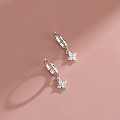 Women’s 925 Sterling Silver Clover Hoop Earrings – Elegant Wedding & Party Jewelry