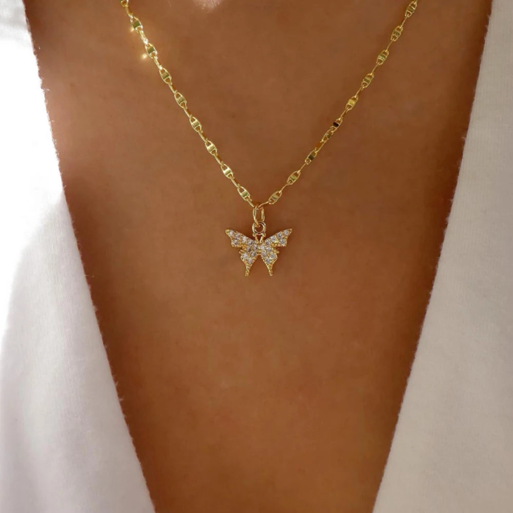 Women’s Jewelry Boho Layered Crystal Pendant Necklace | Vintage | Gold Tone | Trendy