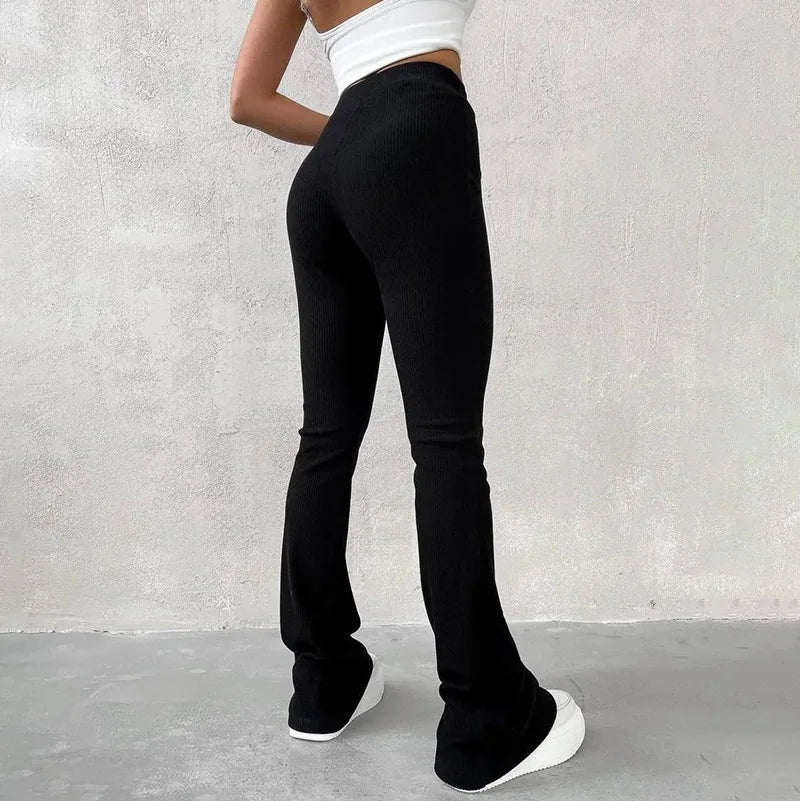 Women’s High-Waist Slim Fit Pants – Y2K Streetwear Aesthetic Full-Length Trousers