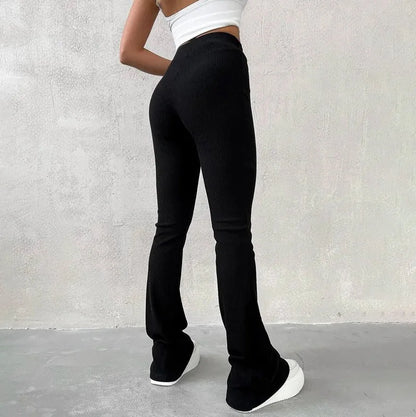 Women’s High-Waist Slim Fit Pants – Y2K Streetwear Aesthetic Full-Length Trousers