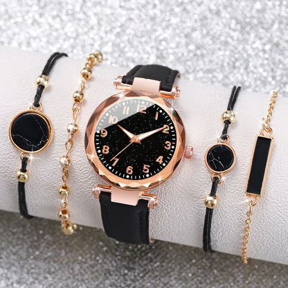 Women’s Watch Jewelry Set | Fashion | Leather Band | Quartz