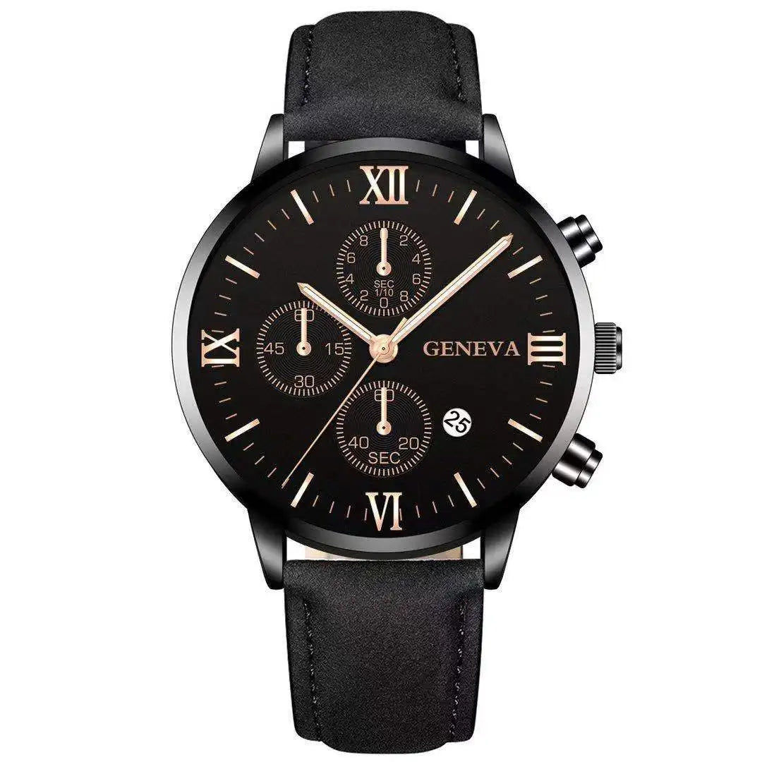 Men’s Luxury Quartz Sport Watch – Leather Strap Analog Wristwatch with Date