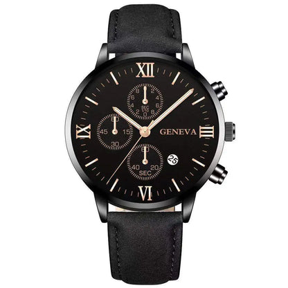 Men’s Luxury Quartz Sport Watch – Leather Strap Analog Wristwatch with Date