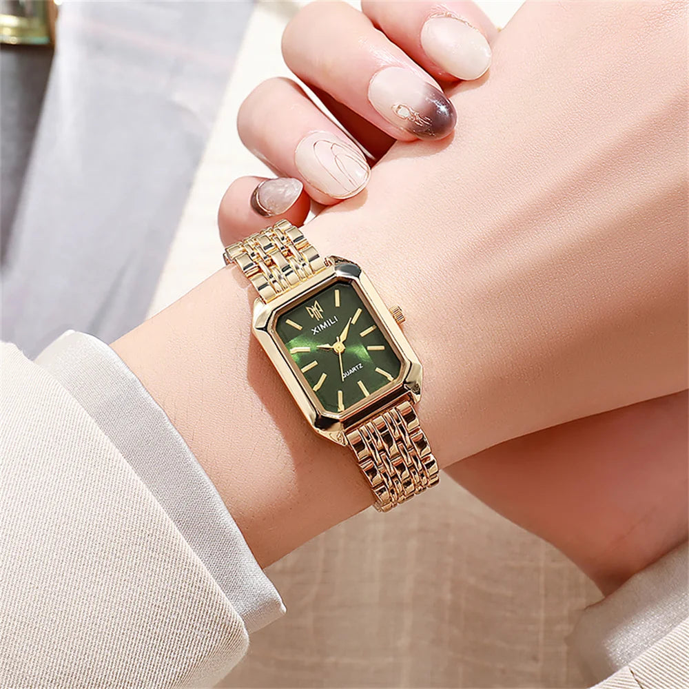 Women’s Square Gold Quartz Watch | Business | Stainless Steel | Luxury