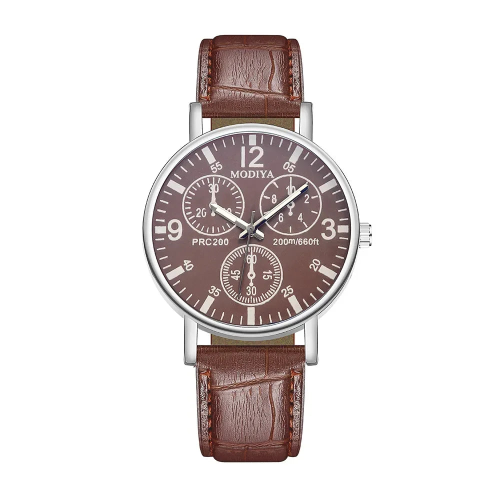 Men’s Luxury Leather Strap Watch – Business Analog Wristwatch, Casual Simple Style