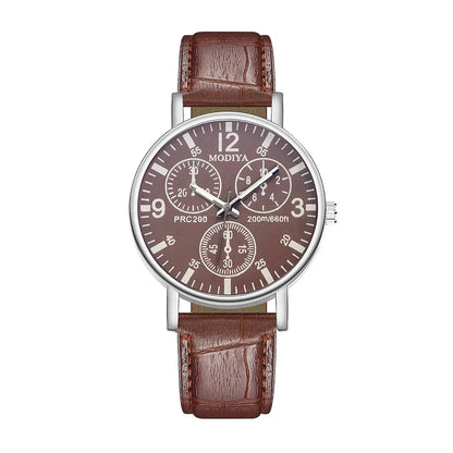 Men’s Luxury Leather Strap Watch – Business Analog Wristwatch, Casual Simple Style
