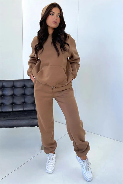 Women’s Autumn Winter Fleece Tracksuit Set – 2 Piece Casual Outfit