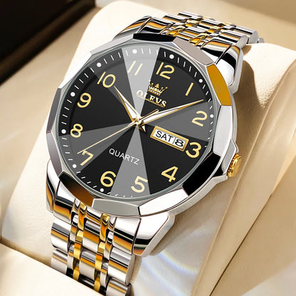 Men’s Fashion Watch – Waterproof Stainless Steel Wristwatch with Luminous Dial & Date