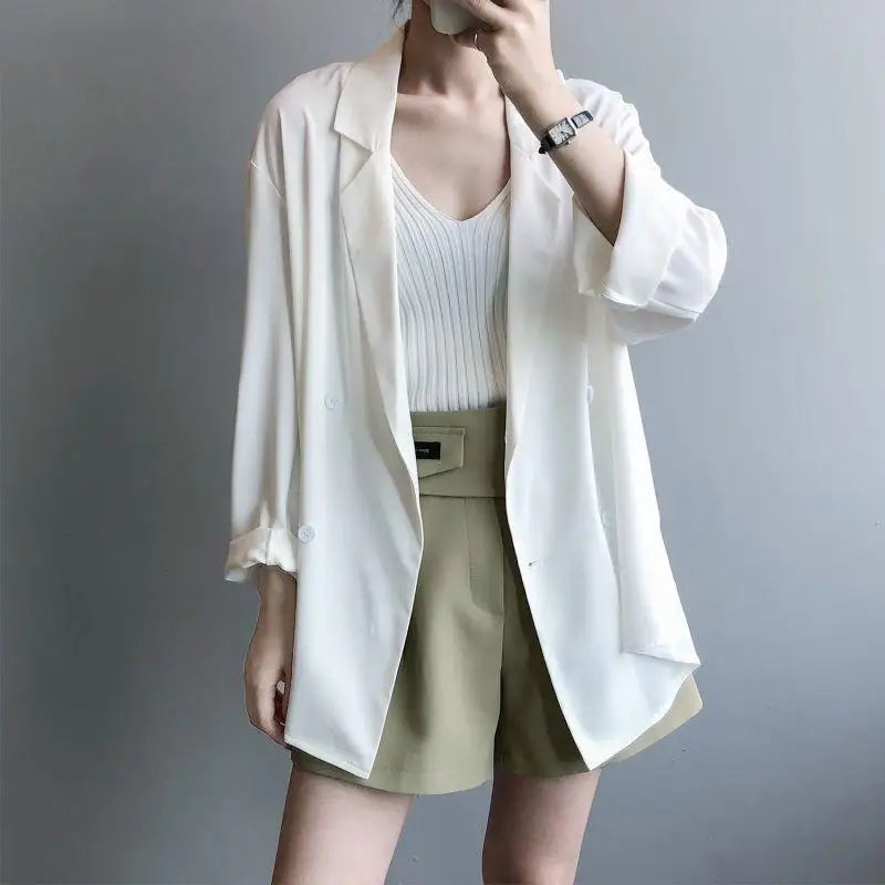 Women’s Oversize Chiffon Sunscreen Shirt – Loose Casual Blouse Top, Thin Spring/Autumn Layer