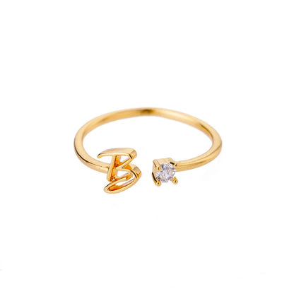 Women’s Adjustable Initial Letter Ring – Stainless Steel A–Z Alphabet Personalized Jewelry