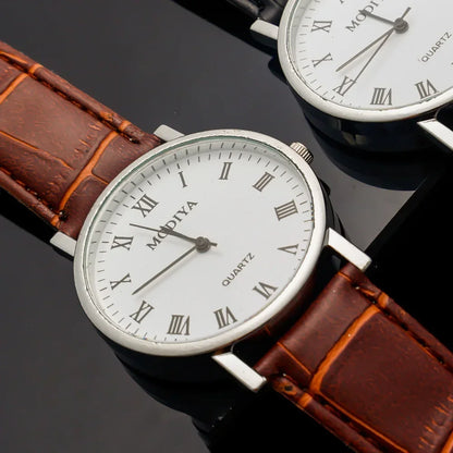 Men’s Luxury Leather Strap Watch – Business Analog Wristwatch, Casual Simple Style