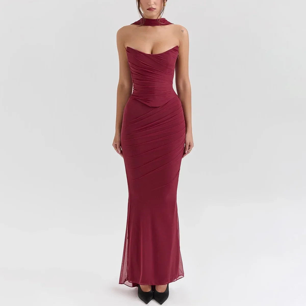Women’s Elegant Maxi Dress with Scarf