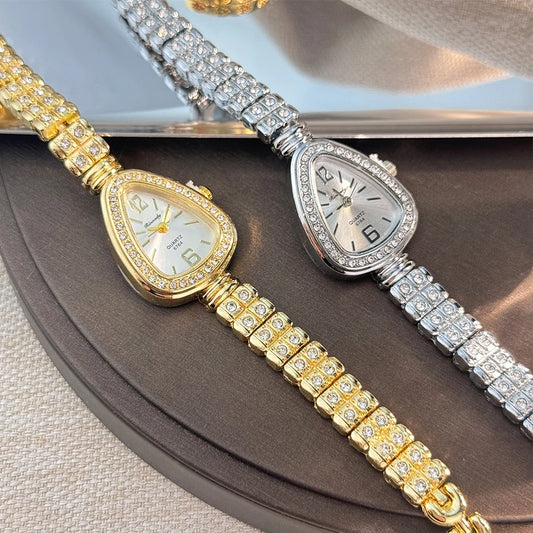Women’s Diamond Look Quartz Watch | Luxury | Sun Stripe Dial | Elegant