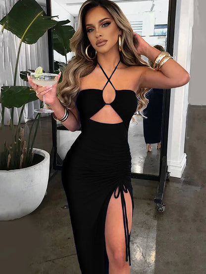 Women’s Sleeveless Backless Maxi Dress – Slim Fit Party Club Dress