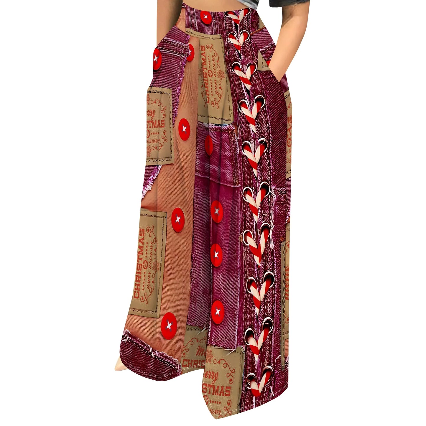 Women’s Camouflage Pants Bottom – High Waist Wide Leg Stretchy Loose Fit Trousers with Pockets