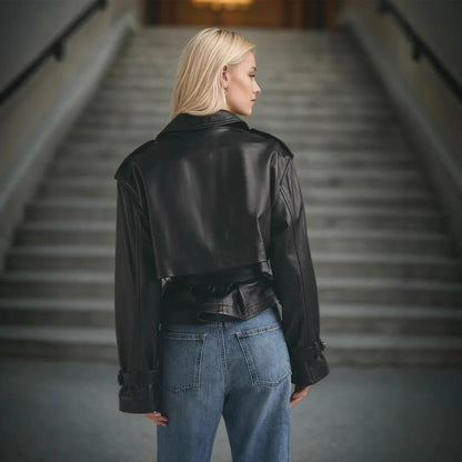 Women’s PU Leather Cropped Jacket Outerwear | Y2K | Street