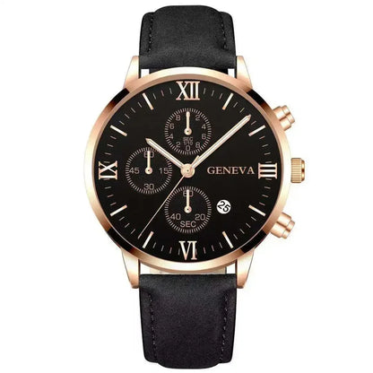 Men’s Luxury Quartz Sport Watch – Leather Strap Analog Wristwatch with Date