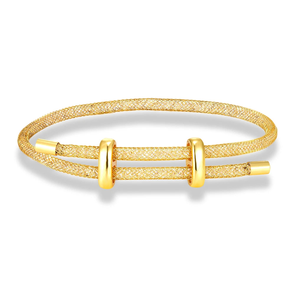 Women’s Stainless Steel Mesh Bracelet – Minimalist Crystal Bangle Jewelry