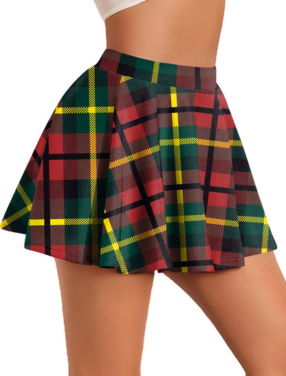 Women’s Retro Plaid Pleated Skirt Bottom – Y2K Vintage A-Line Mini School Uniform Style