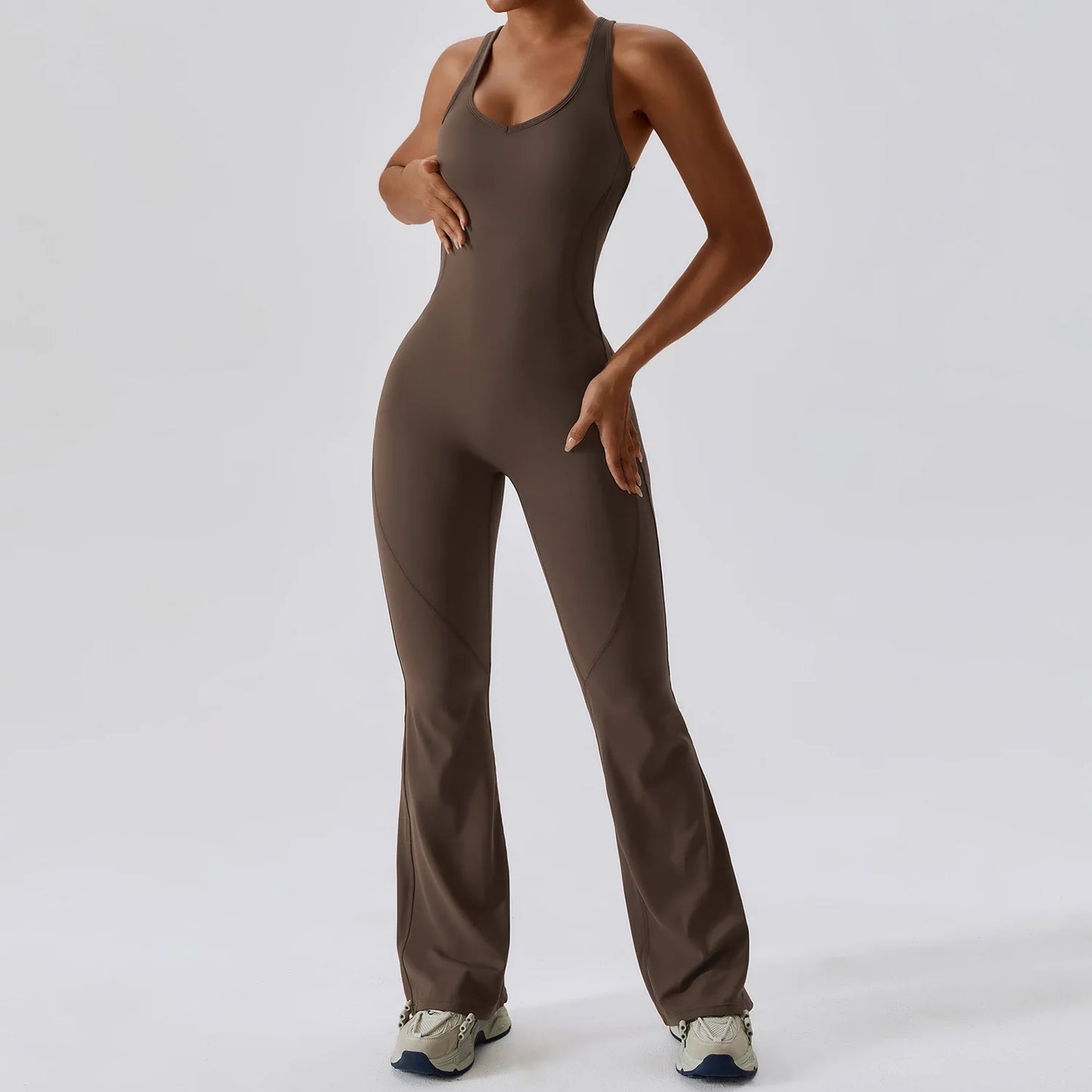 Women’s Fitness Yoga Trumpet Jumpsuit | Hollow Quick-Dry Sleeveless Sport Gym Onepiece