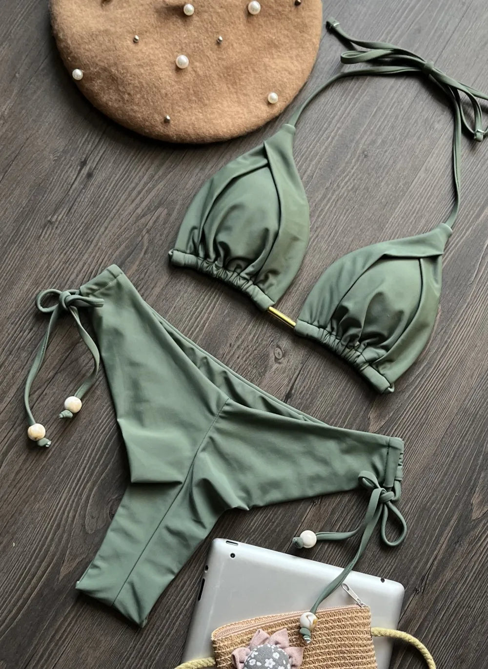 Women’s Triangle Swimwear Brazilian Bikini with Chain