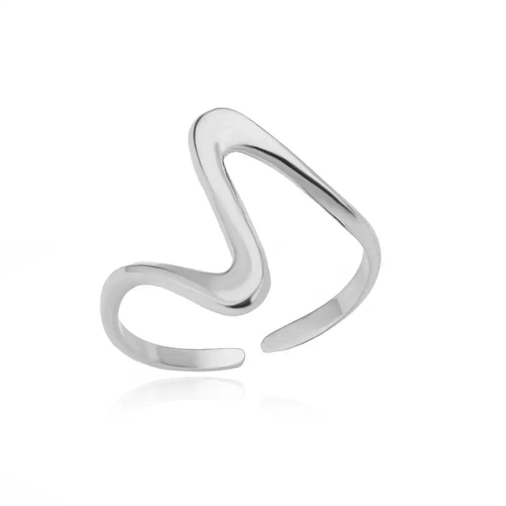 Women’s Jewelry Geometric Wave Adjustable Ring | Vintage | Gold Tone | Aesthetic