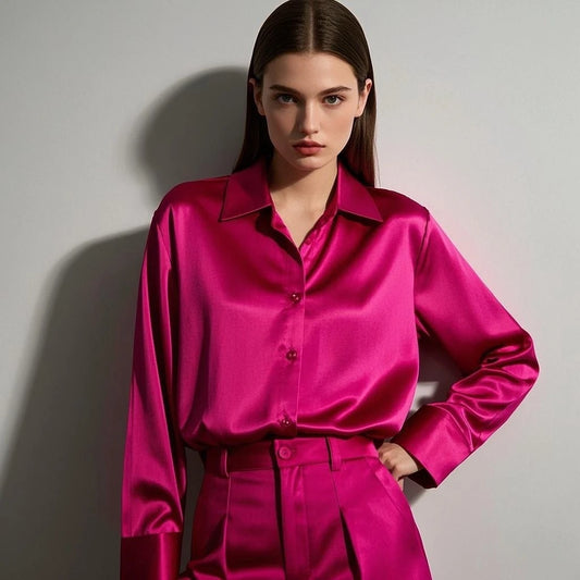 Women’s Korean Satin Office Top | Elegant Chic Lady Shirt | Summer Satin Shirt Trend
