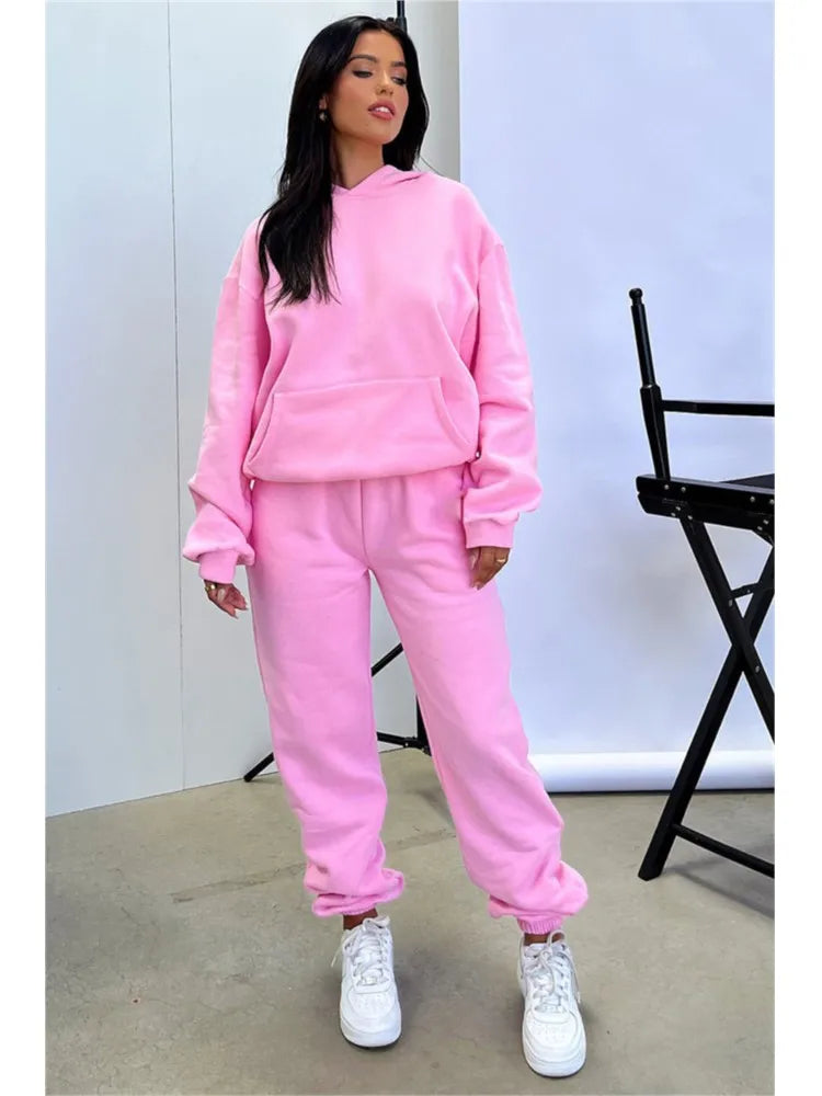 Women’s Autumn Winter Fleece Tracksuit Set – 2 Piece Casual Outfit
