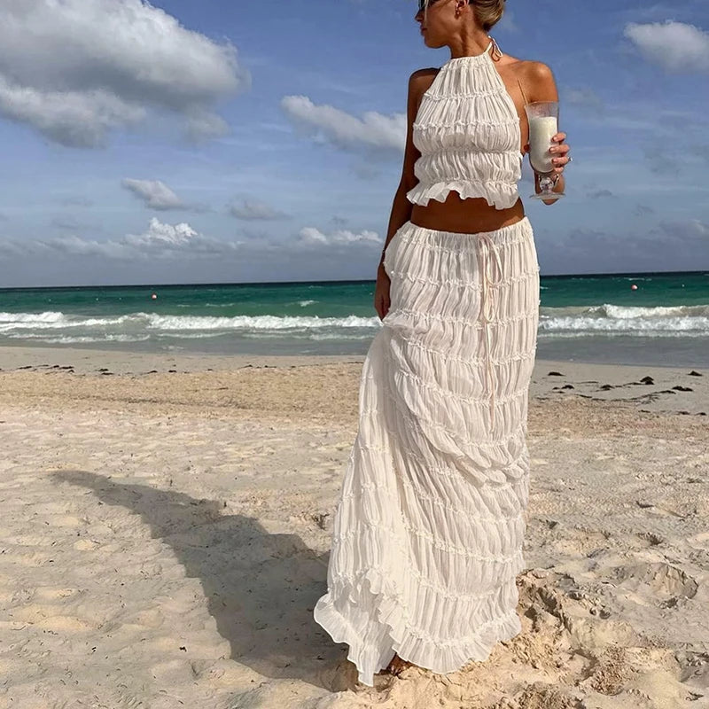 Women’s Boho Backless Summer Set | Elegant Beach Outfit