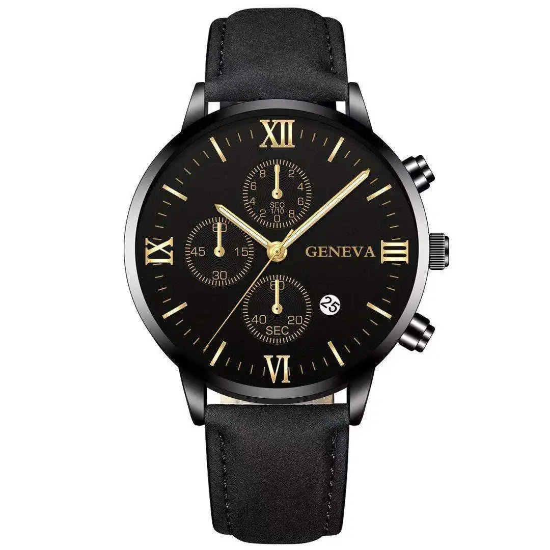 Men’s Luxury Quartz Sport Watch – Leather Strap Analog Wristwatch with Date