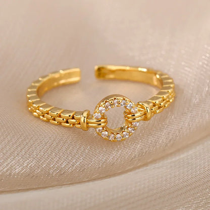 Women’s Stainless Steel Heart Ring – Gold Vintage Waterproof Jewelry Gift