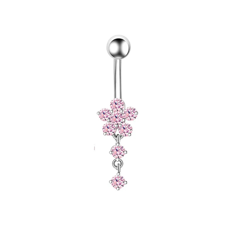 Women’s Pink Crown Heart Belly Button – Crystal Navel Piercing Jewelry