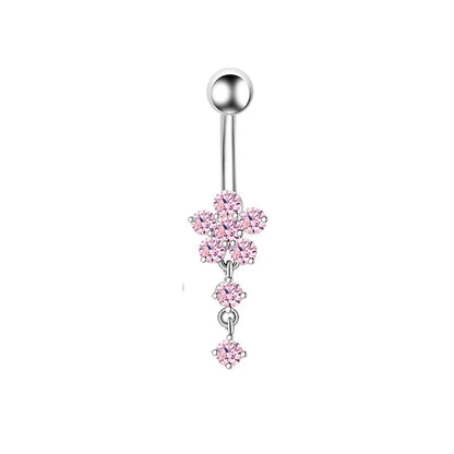 Women’s Pink Crown Heart Belly Button – Crystal Navel Piercing Jewelry