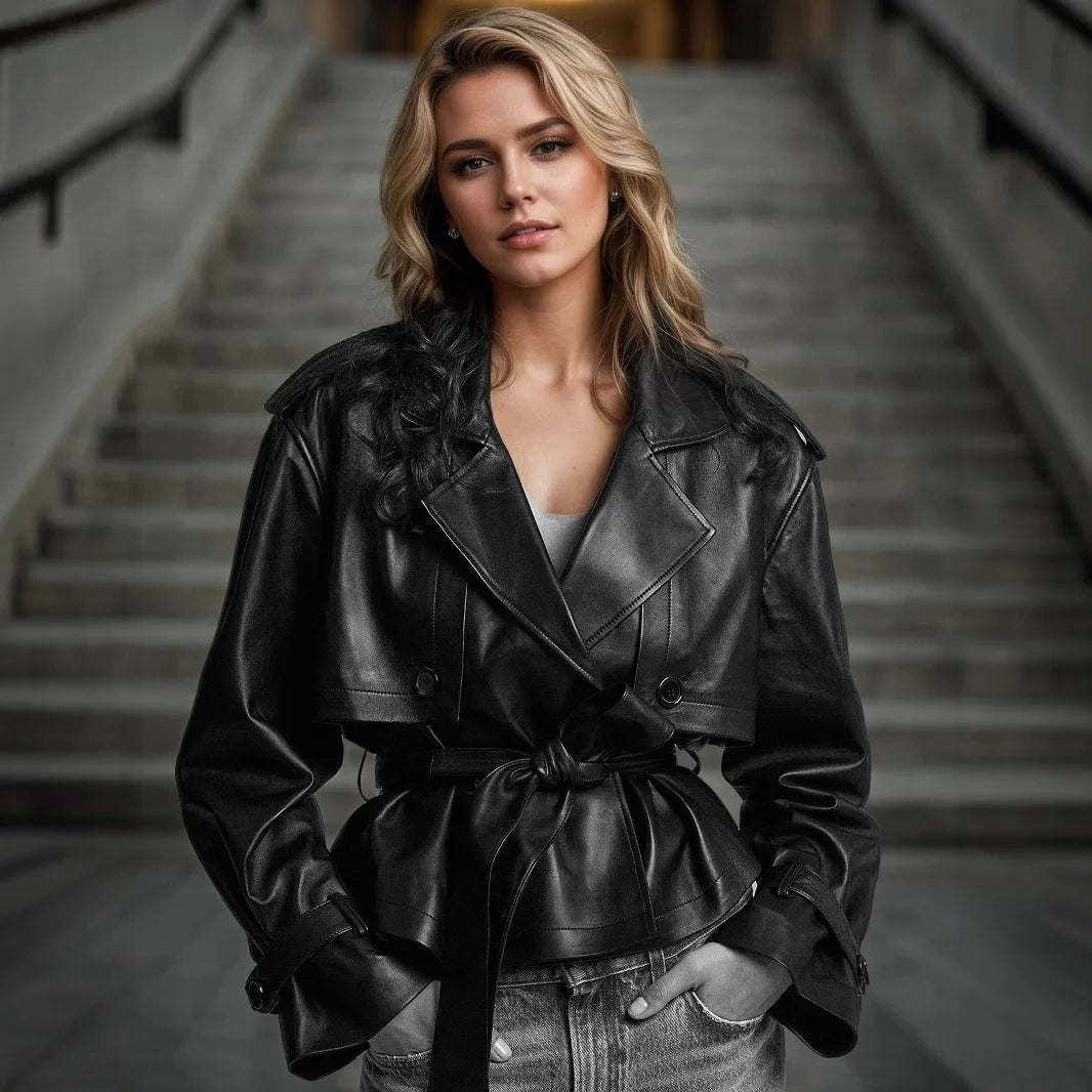 Women’s PU Leather Cropped Jacket Outerwear | Y2K | Street