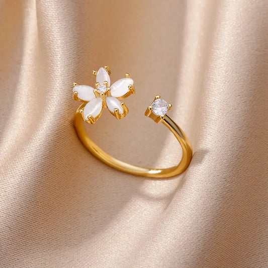 Women’s Jewelry Opal Geometric Open Ring | Aesthetic | Adjustable | Couple