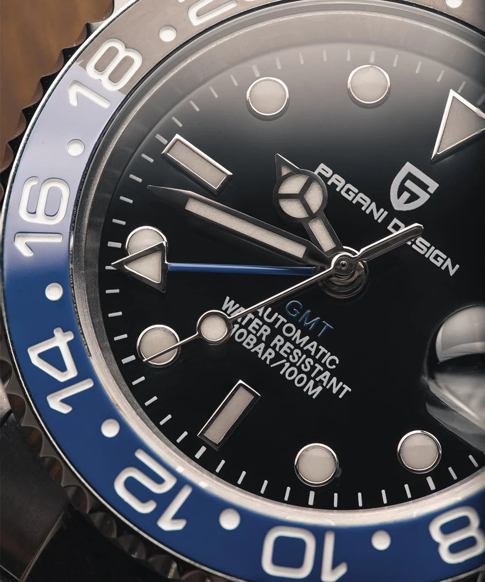 Men’s Luxury GMT Automatic Watch – Sapphire Mechanical 40MM Stainless Steel Waterproof Wristwatch