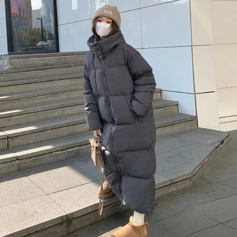 Women’s Padded Jacket Outerwear – Long Windproof Hoodie Puffer