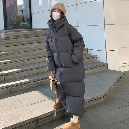 Women’s Padded Jacket Outerwear – Long Windproof Hoodie Puffer