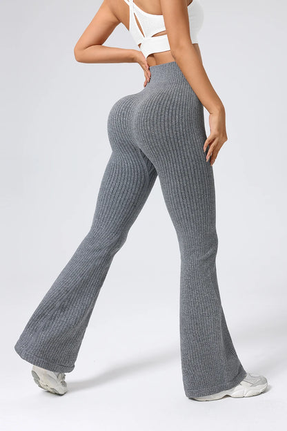 Women’s High-Waisted Flared Yoga Pants – Breathable 4-Way Stretch Sports Bottoms