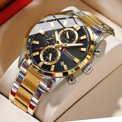 Men’s Chronograph Sport Watch – Stainless Steel Bracelet with Multifunctional Dial