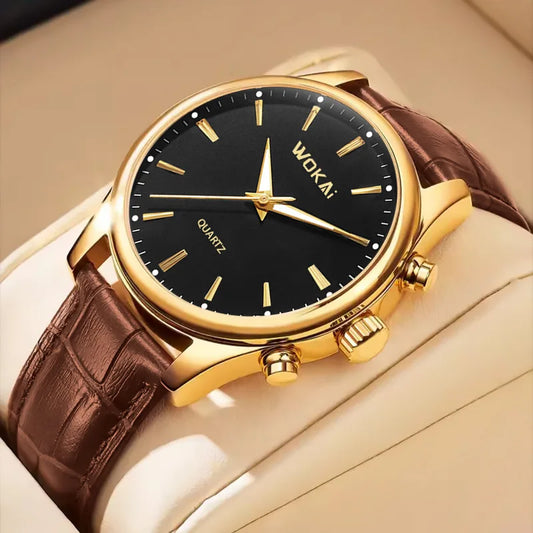 Men’s Luxury Quartz Sport Watch – Leather Strap Analog Wristwatch with Date
