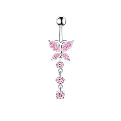 Women’s Pink Crown Heart Belly Button – Crystal Navel Piercing Jewelry