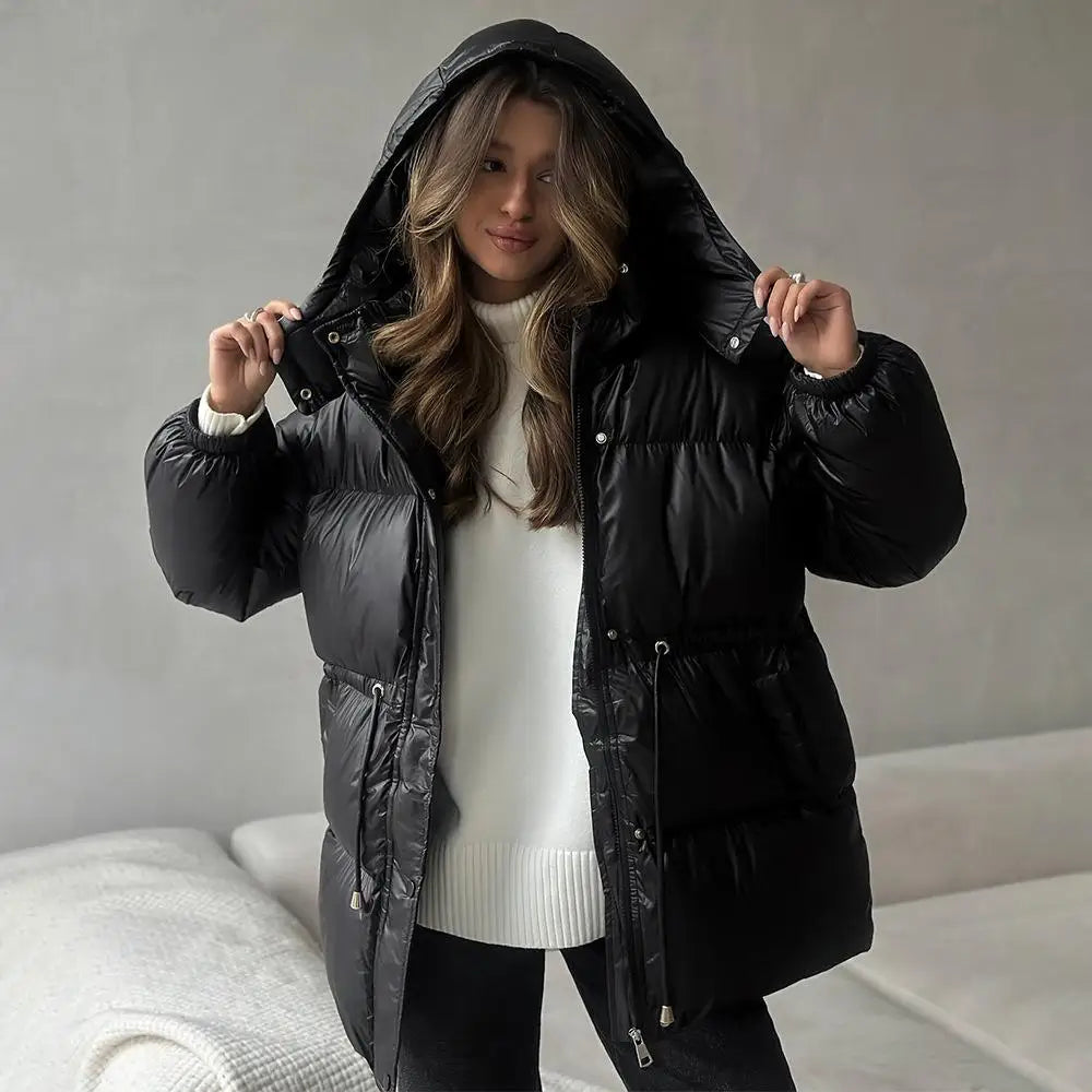 Women’s Cotton Outerwear – Short Lace-Up Warm Puffer Jacket