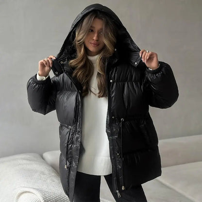 Women’s Cotton Outerwear – Short Lace-Up Warm Puffer Jacket